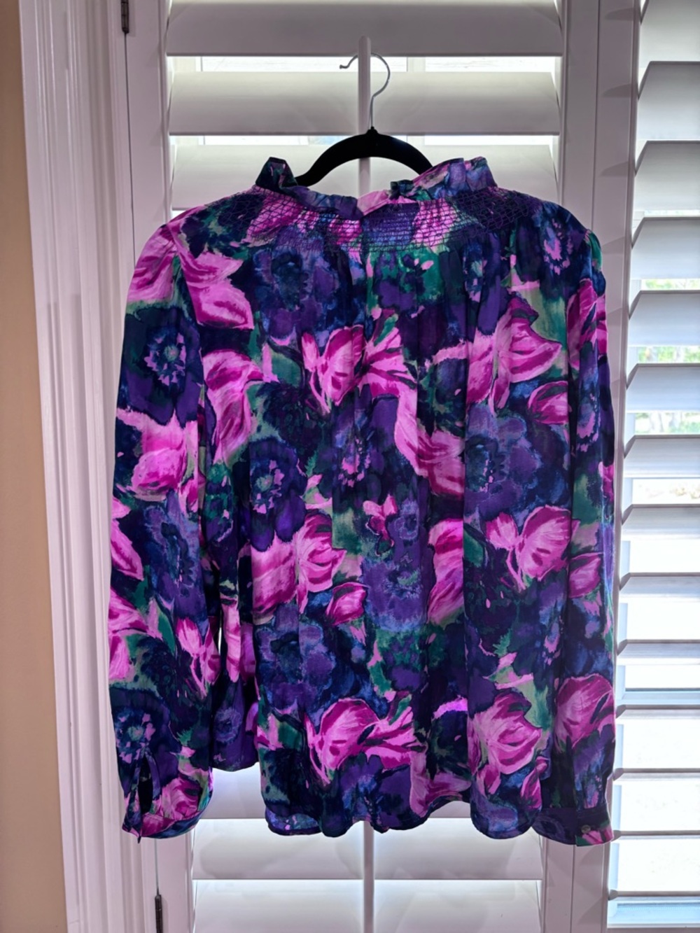 Talbots SMOCKED RUFFLE NECK TOP - DELICATE FLORAL XL - Picture 8 of 9